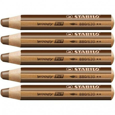 Colouring pencils Stabilo Woody Brown 3-in-1 (5 Units)
