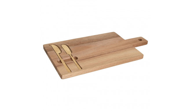 Cheese board Home ESPRIT Stainless steel Acacia 38 x 20 x 1,5 cm (3 Pieces)