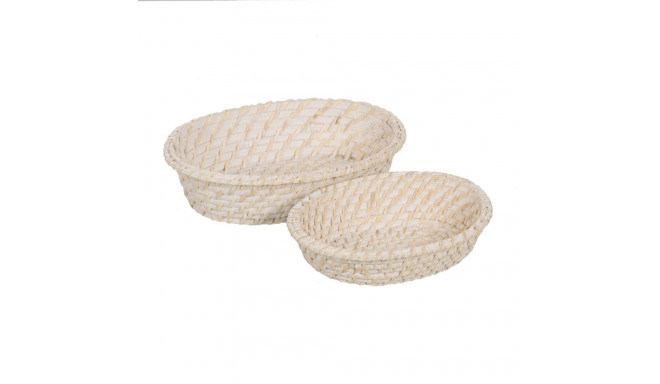 Tray White Bamboo Rattan 29 x 22 x 7 cm (2 Units)