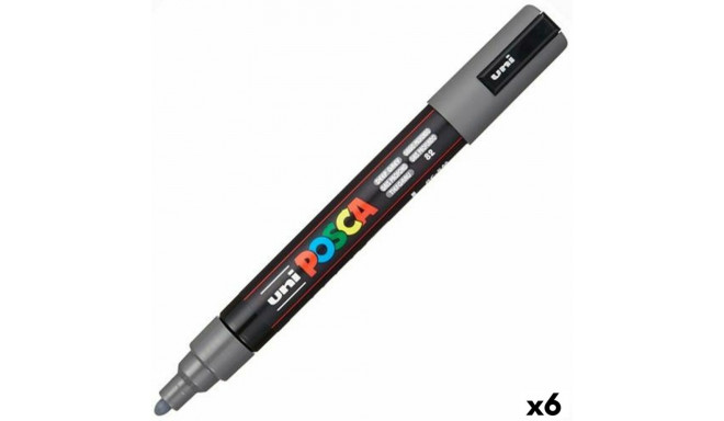 Akrila krāsas marķieris POSCA PC-5M Tumši pelēks 1,8-2,5 mm (6 gb.)