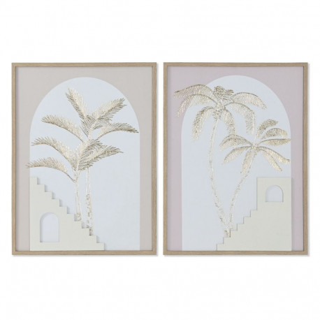 Maal Home ESPRIT Valge Beež Palmid Skandinaavia 45 x 2,2 x 60 cm (2 Ühikut)