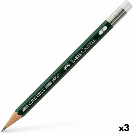 Pencil with Eraser Faber-Castell 9000 B Hexagonal B (3 Units)