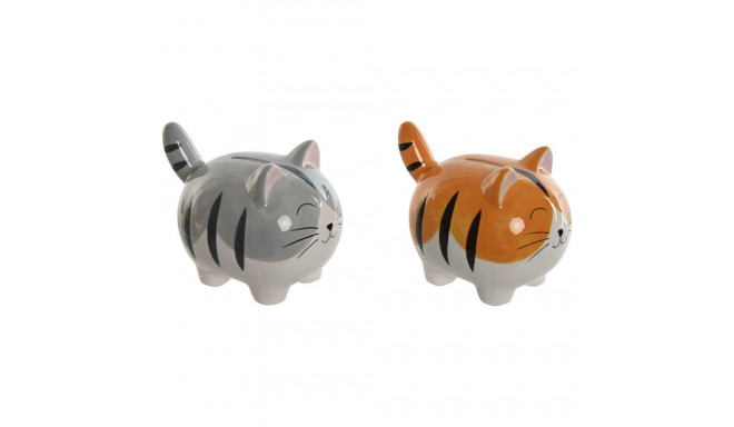 Money box Home ESPRIT Dolomite Cat 16 x 11 x 13 cm (2 Units)