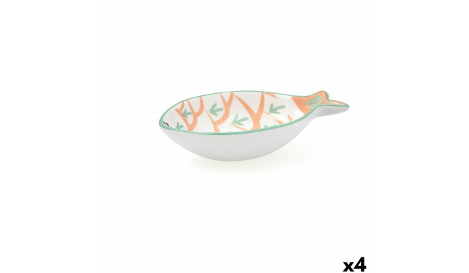 Snack Bowl Quid Kaleido White Ceramic 14 x 9 x 3 cm (4 Units)