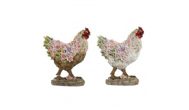 Decorative Figure Home ESPRIT White Brown Multicolour Chicken 27 X 16 X 31 cm (2 Units)