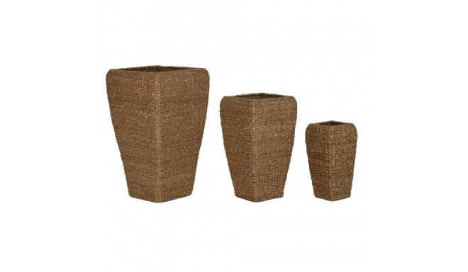 Set of Planters Home ESPRIT Natural Metal Natural Fibre 40 x 40 x 70 cm (3 Pieces)