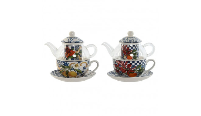 Teapot Home ESPRIT Blue White Crystal Porcelain (2 Units)