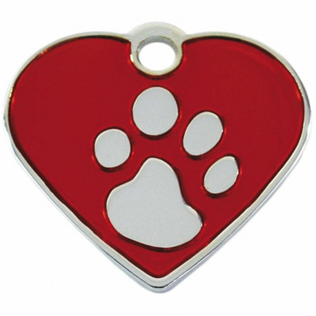 Identification plate for collar Imarc Heart Red Silver