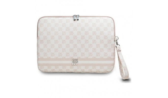 DKNY Sleeve Checkered Pattern Printed Stripes 14" Laptop Case - Pink