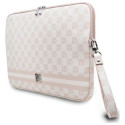 Pokrowiec na laptopa DKNY Sleeve Checkered Pattern Printed Stripes 14" - różowy