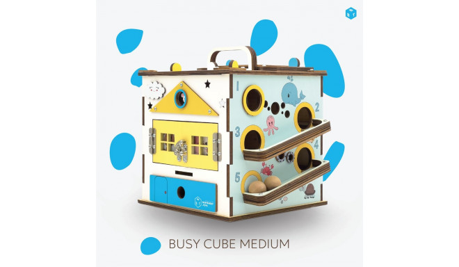 BusyBuddyToys - koka aktivitāšu kubs bērniem (3+)