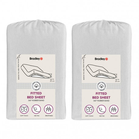 Bradley kummiga voodilina, 140 x 200 x 25 cm, tekstiilist kotis, helehall, 2 tükki