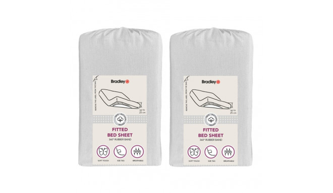 Bradley kummiga voodilina, 160 x 200 x 25 cm, tekstiilist kotis, helehall, 2 tükki