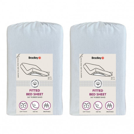 Bradley kummiga voodilina, 90 x 200 x 25 cm, tekstiilist kotis, tuhksinine, 2 tükki