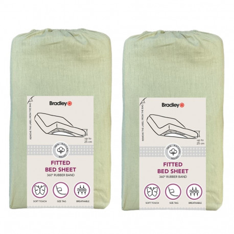 Bradley kummiga voodilina, 90 x 200 x 25 cm, tekstiilist kotis, tuhkroheline, 2 tükki