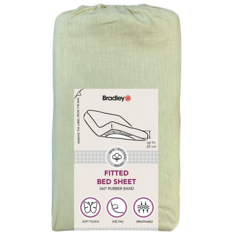 Bradley kummiga voodilina, 180 x 200 x 25 cm, tekstiilist kotis, tuhkroheline