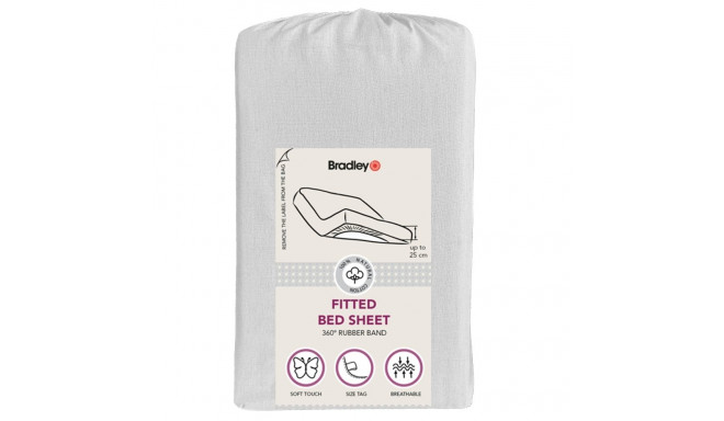 Bradley kummiga voodilina, 180 x 200 x 25 cm, tekstiilist kotis, helehall