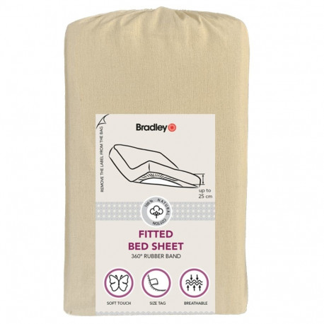 Bradley kummiga voodilina, 140 x 200 x 25 cm, tekstiilist kotis, kreem