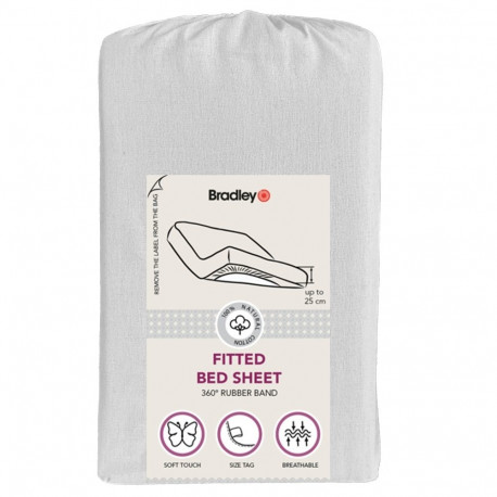 Bradley kummiga voodilina, 160 x 200 x 25 cm, tekstiilist kotis, helehall