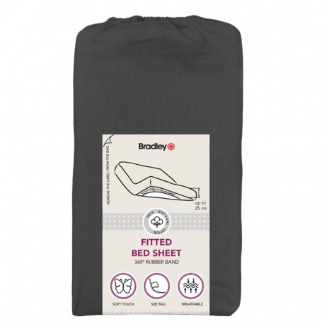 Bradley kummiga voodilina, 120 x 200 x 25 cm, tekstiilist kotis, hall