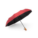 Automatic foldable umbrella with wood handle 10-ribs XXL 115 cm wine red