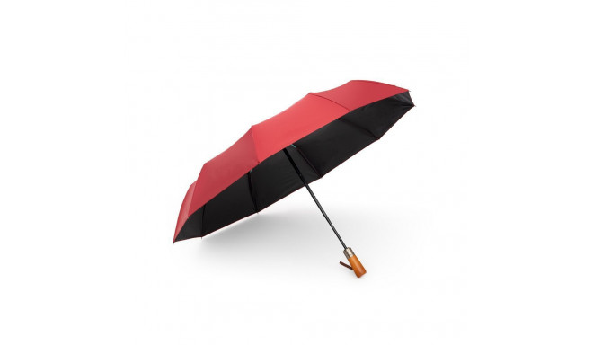 Automatic foldable umbrella with wood handle 10-ribs XXL 115 cm wine red