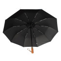Automatic foldable umbrella with wood handle 10-ribs XXL 115 cm black