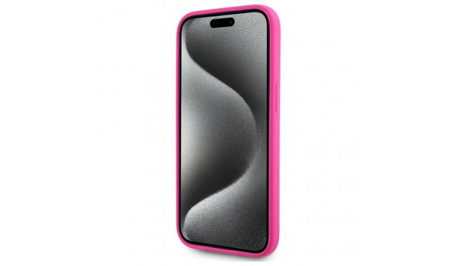 KARL LAGERFELD case for IPHONE 15 compatible with MagSafe KLHMP15SSKHPPLF (SIL KL Head Print) fuschi