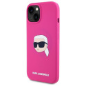 KARL LAGERFELD case for IPHONE 15 compatible with MagSafe KLHMP15SSKHPPLF (SIL KL Head Print) fuschi