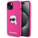 KARL LAGERFELD case for IPHONE 15 compatible with MagSafe KLHMP15SSKHPPLF (SIL KL Head Print) fuschi