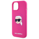 KARL LAGERFELD case for IPHONE 15 compatible with MagSafe KLHMP15SSKHPPLF (SIL KL Head Print) fuschi