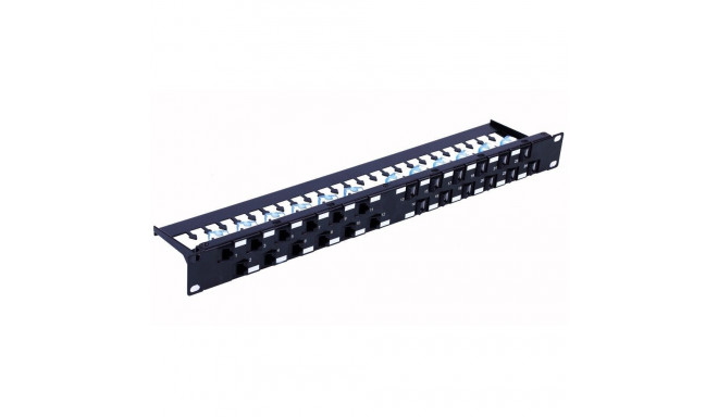 24x RJ45 Cat6a UTP Keystone Patch Panel, 1U, Diagonal Ports