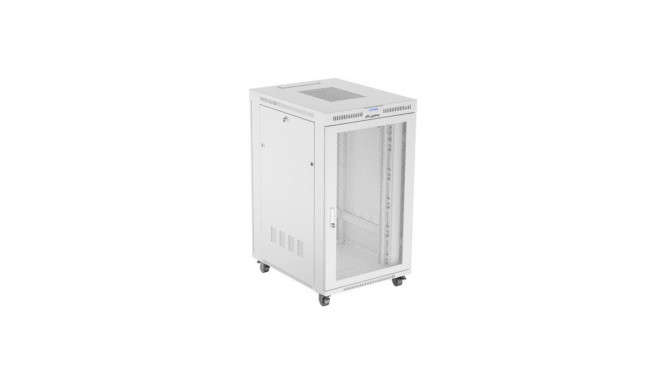 FLOOR-STANDING RACK CABINET 19" 27U 800X1000 GREY PERFORATED LCD DOOR LANBERG (FLAT PACK)