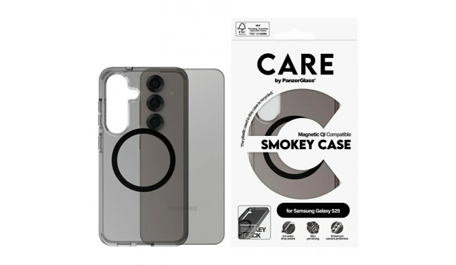CARE by PanzerGlass Flagship Urban Combat Black QI Case for Samsung Galaxy S25 - Semi-transparent Sm