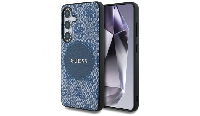 Guess 4G Round Patch Classic Logo MagSafe case for Samsung Galaxy S25 blue