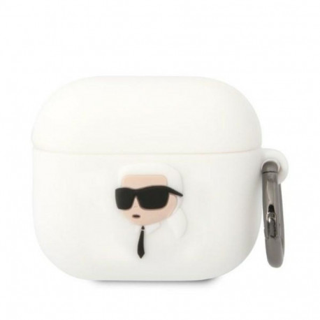 Karl Lagerfeld 3D Logo NFT Karl Head Silicone Case for Airpods 3 White