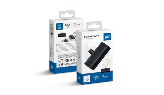BLUE STAR powerbank 5000 mAh with built-in connector Type C 2,1A W0556 black
