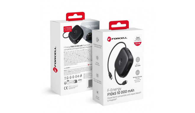 Powerbank compatible with MagSafe Forcell F-Energy F10K5 PD3.1 QC3.0 3A 22,5W 10000 mAh compatible w