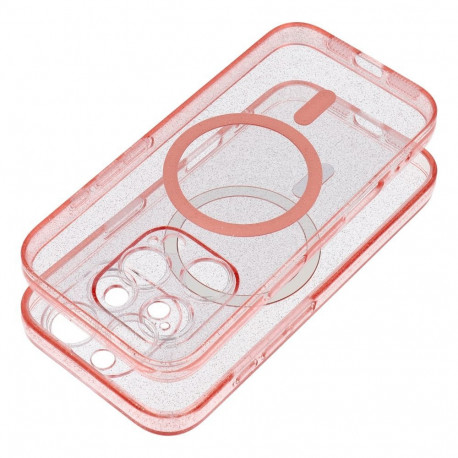 Case for iPhone 16 PRO Clear Mag Cover (STR / CAMERA PROTECTION) compatible with MagSafe pink glitte