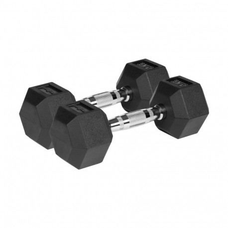 REBEL ACTIVE kuusnurksed kummiga kaetud malmhantlid HEX 2x5kg