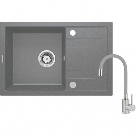 Granite sink with 1-bowl faucet with drainer