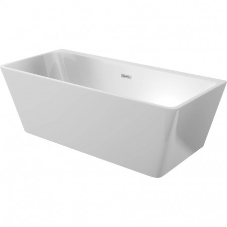 Acrylic wall-mounted/free-standing rectangular bathtub - 160 cm