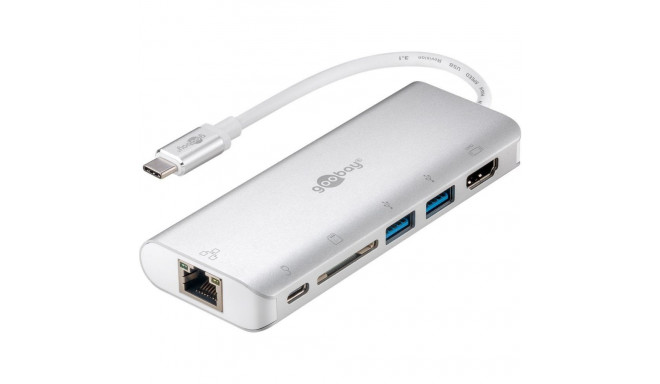 Dokkimisjaam GOOBAY USB-C - HDMI 4K@30Hz / 2xUSB-A / USB-C / RJ45 / SD