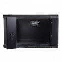 Wall mount cabinet 19 6U 368/600/450mm, glass door, black (RAL 9004)