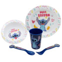 Disney Stitch - Zestaw naczyń do mikrofali 5 szt. z kolekcji Palms (talerz, miska, kubeczek, widelec