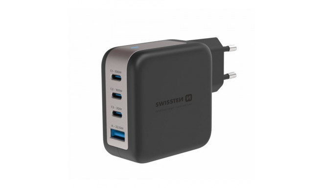 Swissten Travel Charger GaN 3x USB-C PD 100W / USB-A 18W QC
