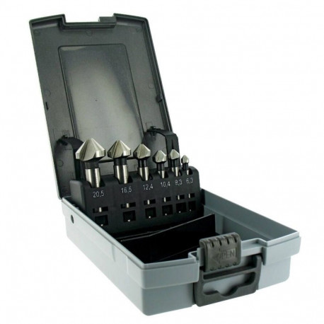 Süvistite komplekt ØD 6.3-20.5mm, HSS-E5, 90°, 6 osa