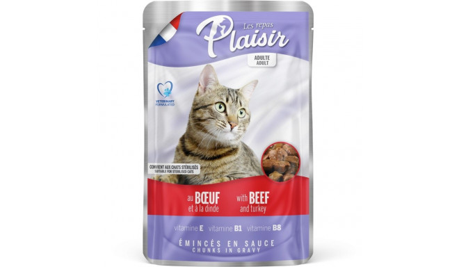 Plaisir Chunks with Beef & Turkey in gravy pouch 100g