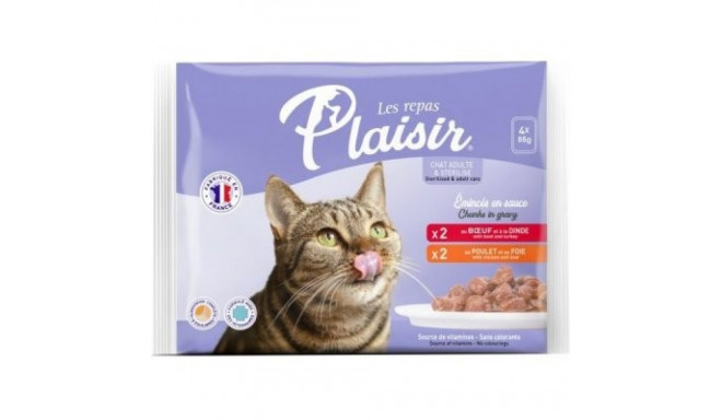 Plaisir Chunks мультипак влажный корм для котов 4 х 85г