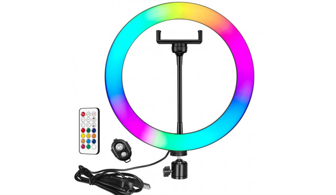 Elight RGB18 45cm 2in1 White & Color RGB LED Light Ring with Smartphone fix + BT remote Black